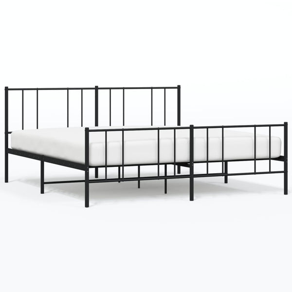 Schwarzes Metallbettgestell mit Kopfteil und Fußteil Vilareta 200x200cm