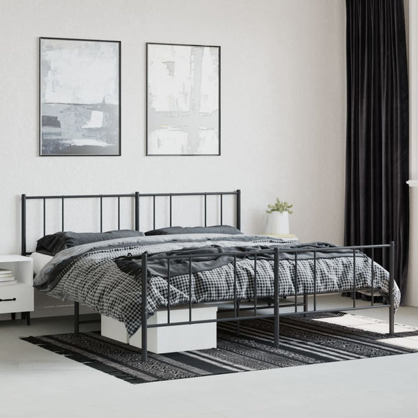 Schwarzes Metallbettgestell mit Kopfteil und Fußteil Vilareta 200x200cm