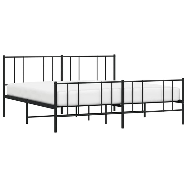 Schwarzes Metallbettgestell mit Kopfteil und Fußteil Vilareta 200x200cm
