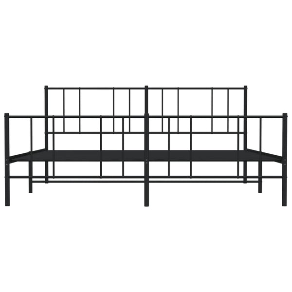Schwarzes Metallbettgestell mit Kopfteil und Fußteil Vilareta 200x200cm
