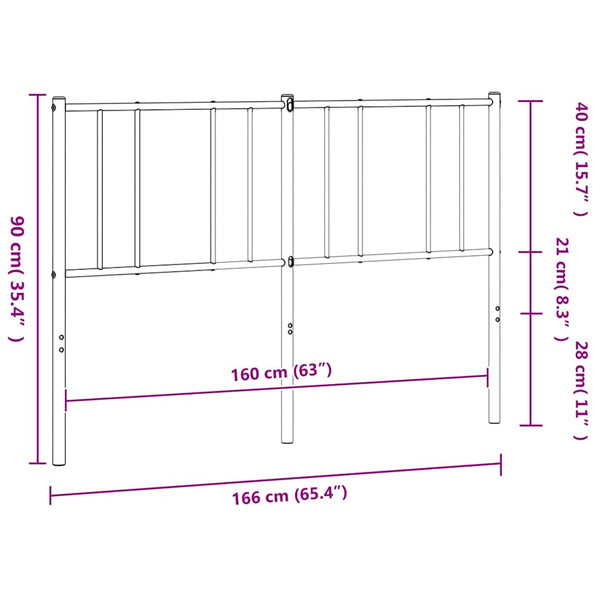 Musta metallinen sängynpääty Javion 160cm