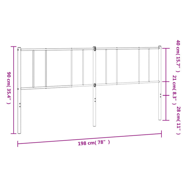 Valkoinen metallinen sängynpääty Javion 193cm