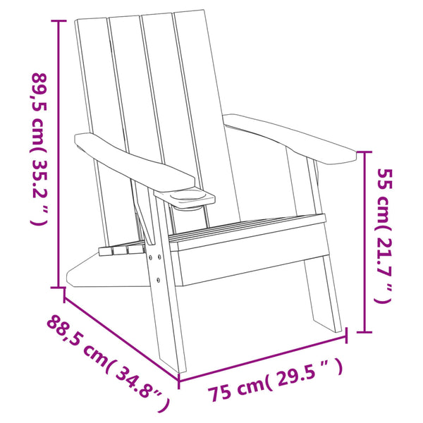 Hellbrauner Adirondack-Gartenstuhl Sad 75x88,5x89,5cm (PP)