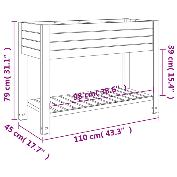 Hochbeet Mircu 110x45x79cm (Polypropylen) weiß