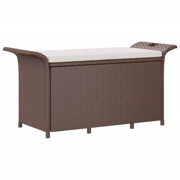 Braune Gartenbank mit Kissen Michilina 116x46x57cm (Polyrattan)