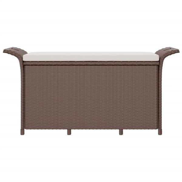 Braune Gartenbank mit Kissen Michilina 116x46x57cm (Polyrattan)