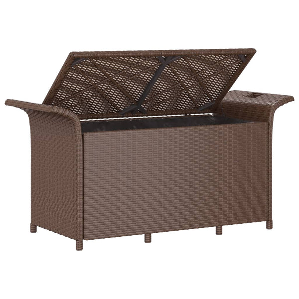 Braune Gartenbank mit Kissen Michilina 116x46x57cm (Polyrattan)