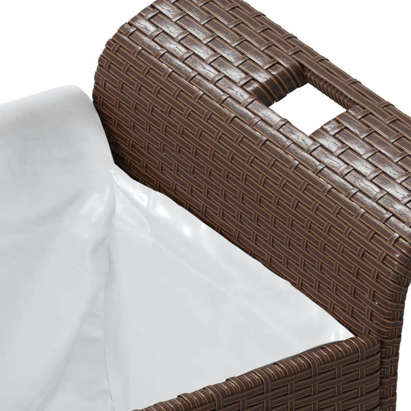 Braune Gartenbank mit Kissen Michilina 116x46x57cm (Polyrattan)