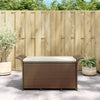 Braune Gartenbank mit Kissen Michilina 116x46x57cm (Polyrattan)