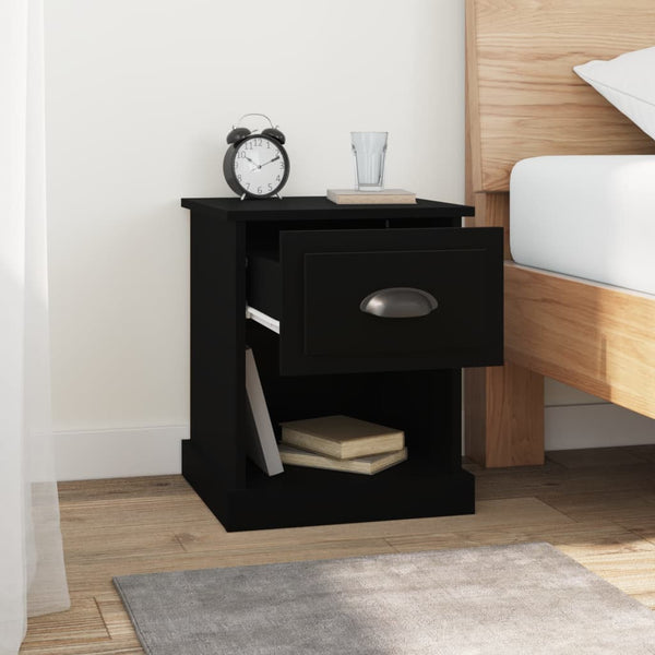 Schwarzer Nachttisch Peng 39x39x47,5 cm (2 Stück Holz)