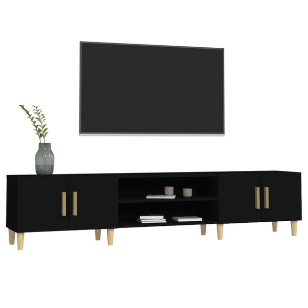 Schwarzes TV-Möbel Eftime 180x31,5x40cm (Holz)