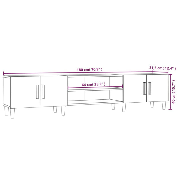 Schwarzes TV-Möbel Eftime 180x31,5x40cm (Holz)