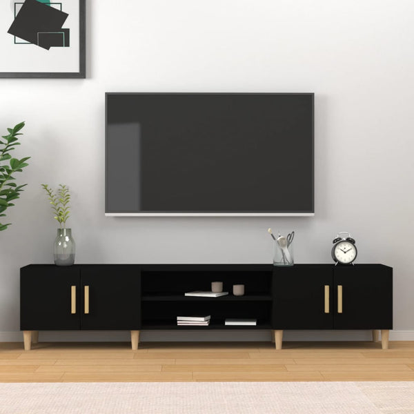 Schwarzes TV-Möbel Eftime 180x31,5x40cm (Holz)