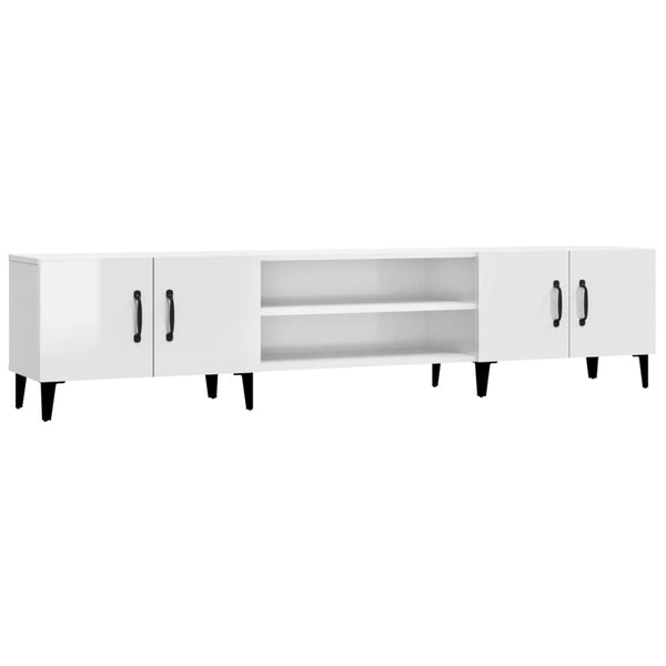 Weißes TV-Lowboard Burnett 180x31,5x40cm (Hochglanz, Holz)
