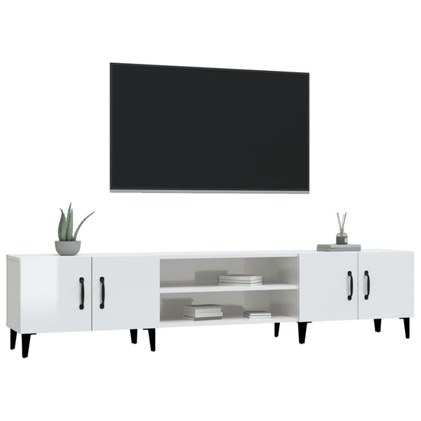 Weißes TV-Lowboard Burnett 180x31,5x40cm (Hochglanz, Holz)