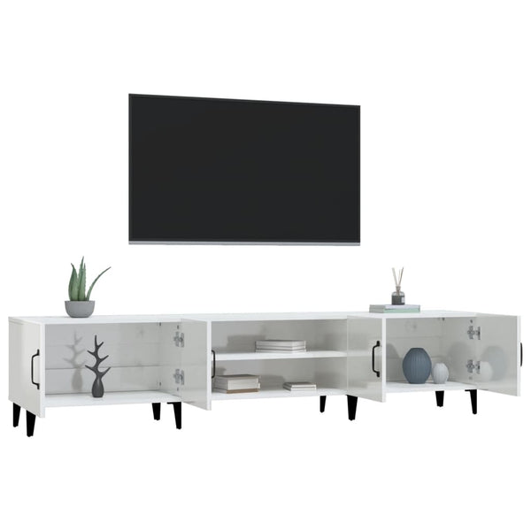 Weißes TV-Lowboard Burnett 180x31,5x40cm (Hochglanz, Holz)