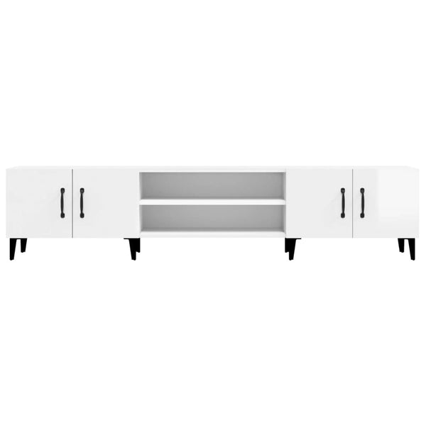 Weißes TV-Lowboard Burnett 180x31,5x40cm (Hochglanz, Holz)