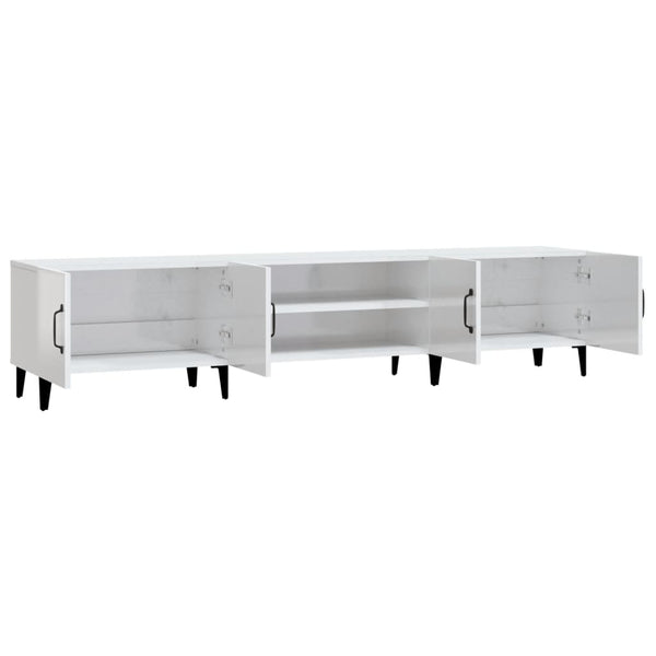 Weißes TV-Lowboard Burnett 180x31,5x40cm (Hochglanz, Holz)