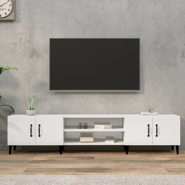 Weißes TV-Lowboard Burnett 180x31,5x40cm (Hochglanz, Holz)