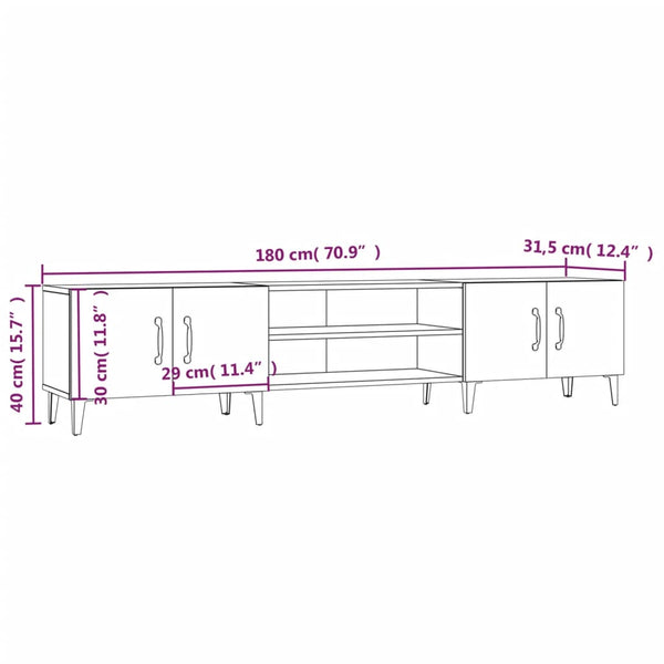 Harmaa tv-taso Burnett 180x31,5x40cm (puinen)