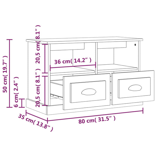 Graues TV-Möbel Tirdea 80x35x50cm (Holz)