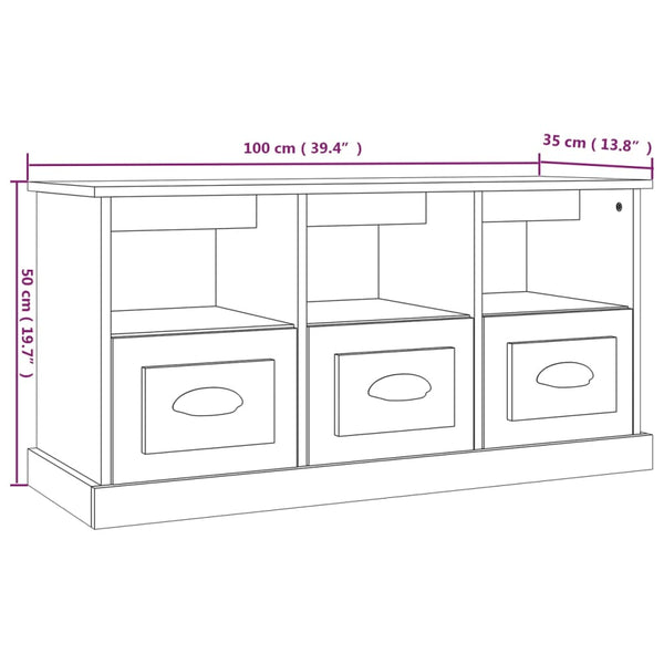 Graues TV-Möbel Murea 100x35x50cm (Holz)
