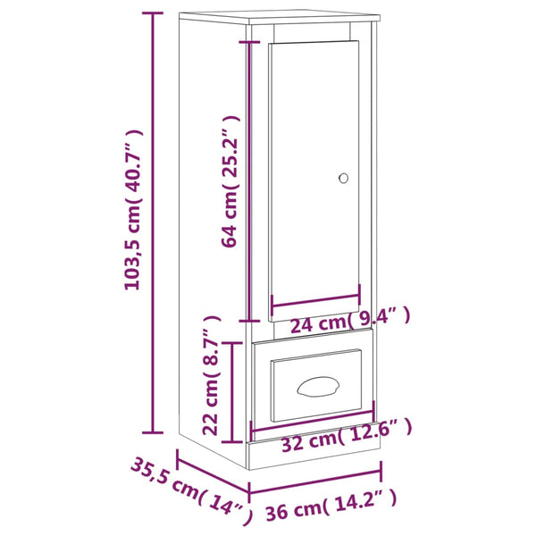 Grauer Schrank Gilde 36x35,5x103,5cm (Holz)