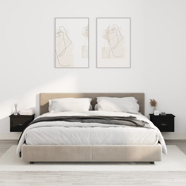 Musta seinäkiinnitettävät yöpöydät Nazmib 41,5x36x28cm (2 kpl)