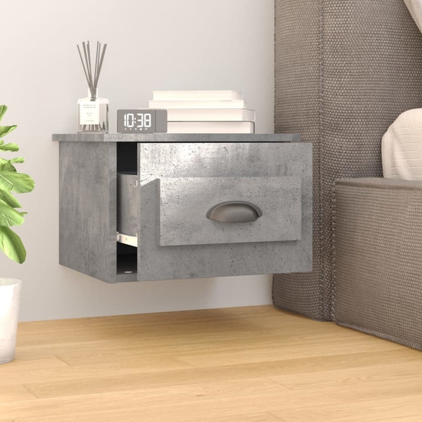 Wandmontierter Nachttisch Nazmib aus Beton in Grau 41,5x36x28cm