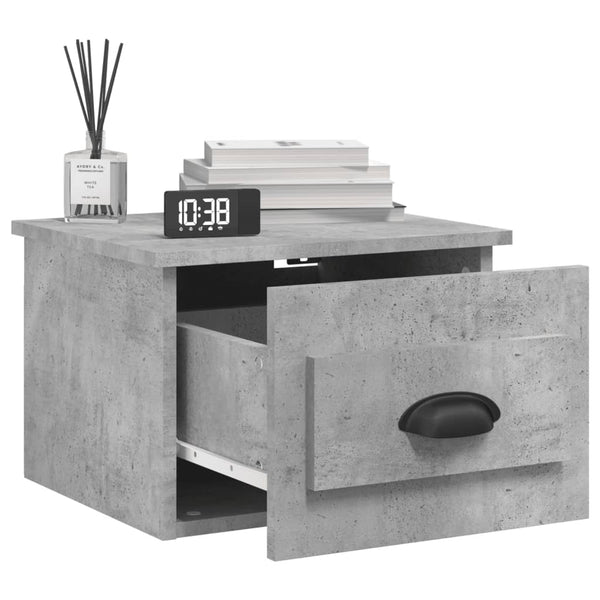 Wandmontierter Nachttisch Nazmib aus Beton in Grau 41,5x36x28cm