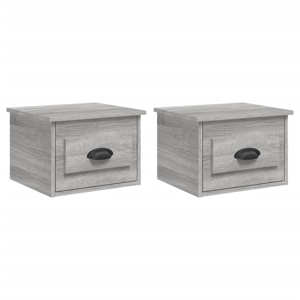 Harmaa seinäkiinnitettävät yöpöydät Nazmib 41,5x36x28cm (2 kpl)