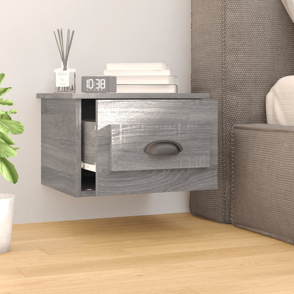 Harmaa seinäkiinnitettävät yöpöydät Nazmib 41,5x36x28cm (2 kpl)