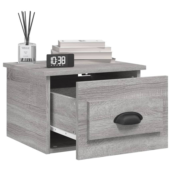Harmaa seinäkiinnitettävät yöpöydät Nazmib 41,5x36x28cm (2 kpl)