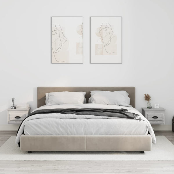 Harmaa seinäkiinnitettävät yöpöydät Nazmib 41,5x36x28cm (2 kpl)