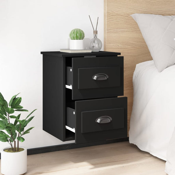 Schwarze wandmontierte Nachttische Arden 41,5x36x53cm (2 Stück)