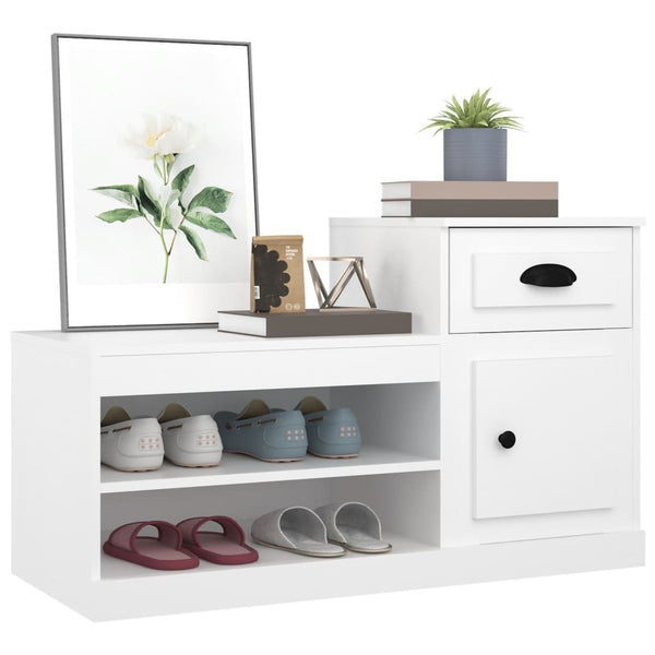Weißer Schuhschrank Hobart 100x42x60cm (Holz)