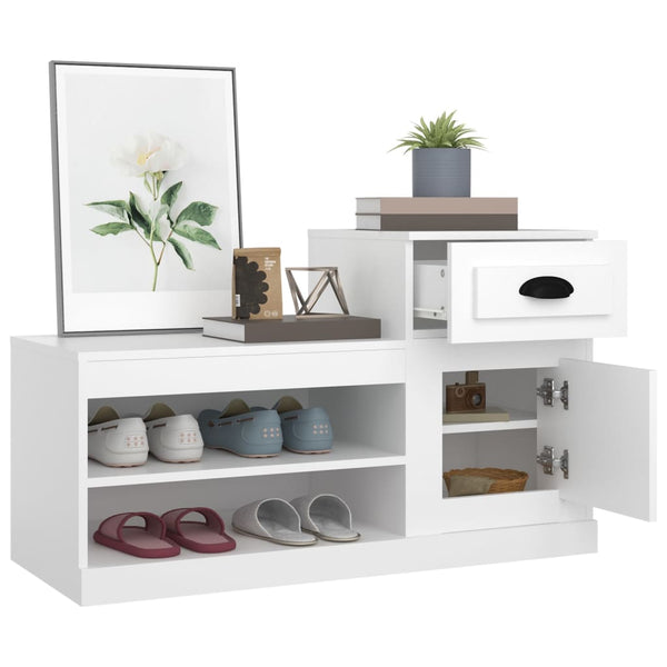 Weißer Schuhschrank Hobart 100x42x60cm (Holz)