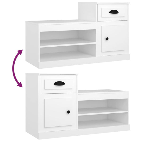 Weißer Schuhschrank Hobart 100x42x60cm (Holz)