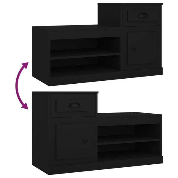 Schwarzer Schuhschrank Hobart 100x42x60cm (Holz)