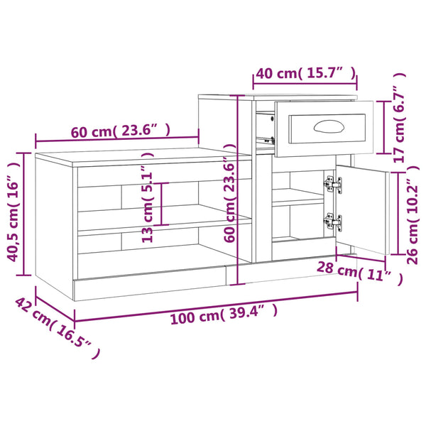 Schuhschrank Savutammi Hobart 100x42x60cm (Holz)