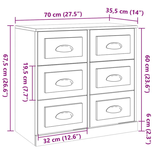 Betongraues Sideboard Miltiada 70x35,5x67,5cm (Holz)