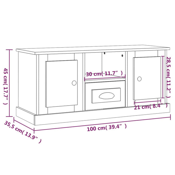 Graues TV-Möbel Airidin 100x35,5x45cm (Holz)