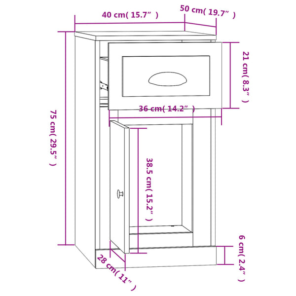 Grauer Beistellschrank mit Schublade Ghrorghita 40x50x75cm (Holz)