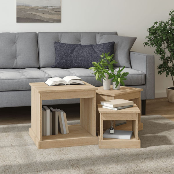 Couchtische Karen (3 Stück Sonoma-Eiche Holz)