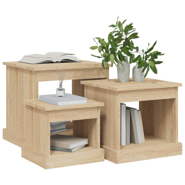 Couchtische Karen (3 Stück Sonoma-Eiche Holz)