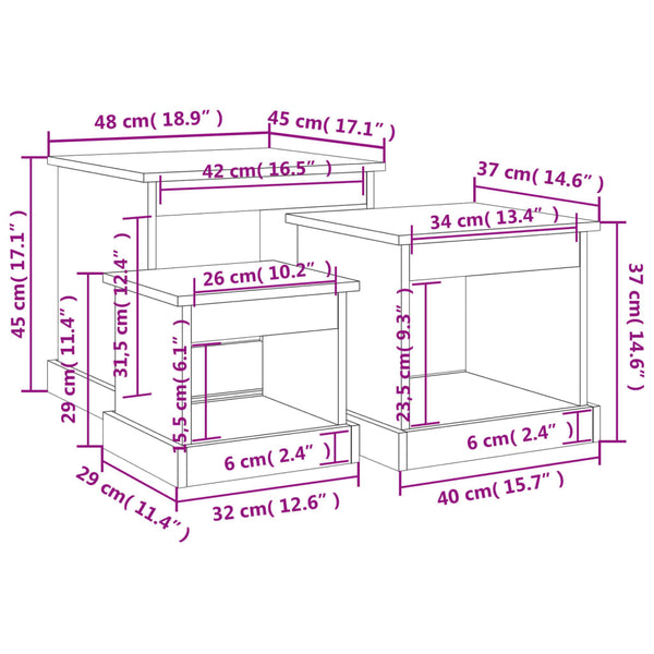 Couchtische Karen (3 Stück Sonoma-Eiche Holz)