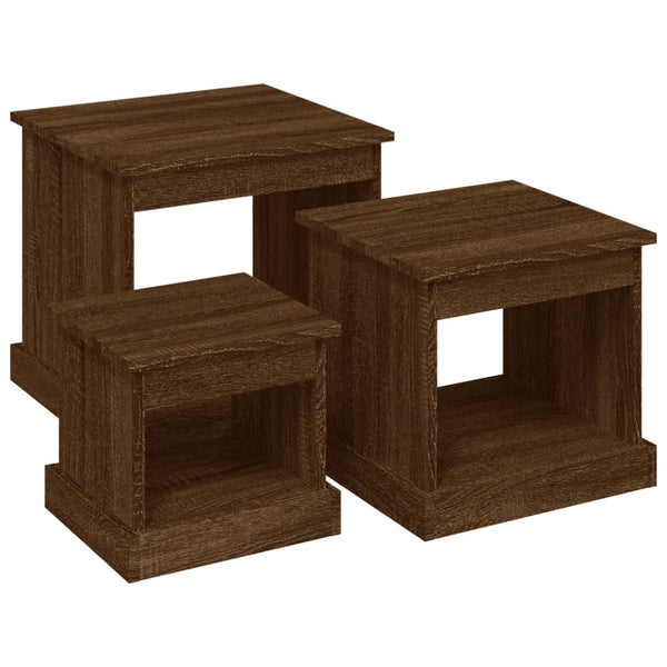 Braune Couchtische Karen (3 Stück, Eiche massiv)