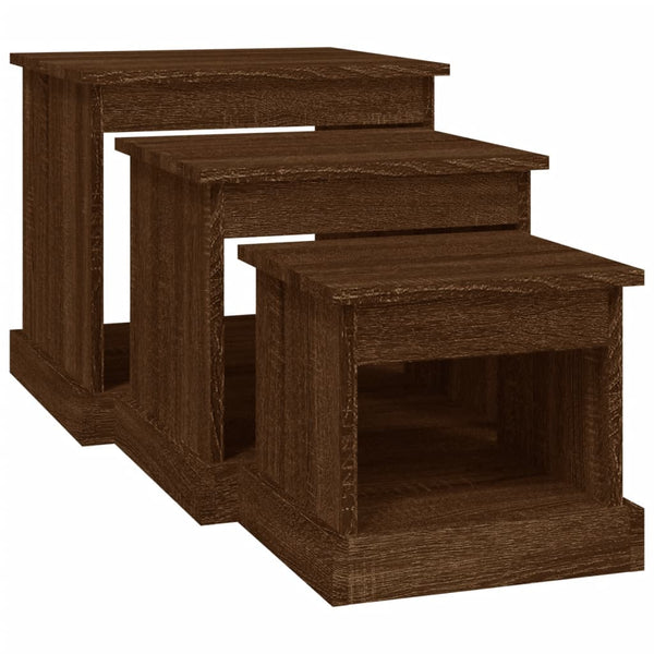 Braune Couchtische Karen (3 Stück, Eiche massiv)
