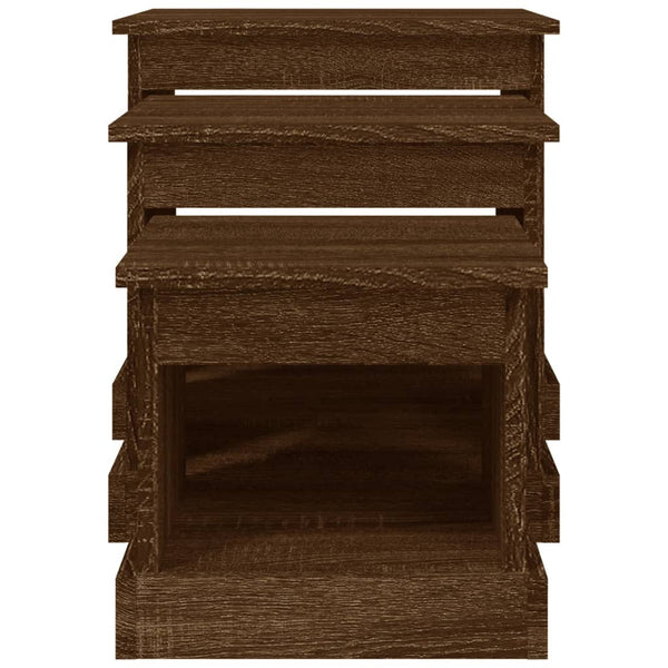 Braune Couchtische Karen (3 Stück, Eiche massiv)