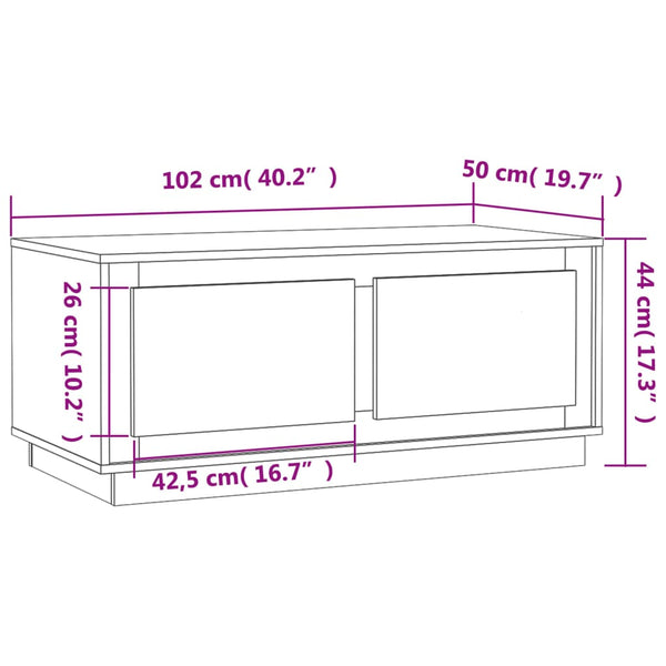 Grauer Couchtisch Extrelia 102x50x44cm (Holz)